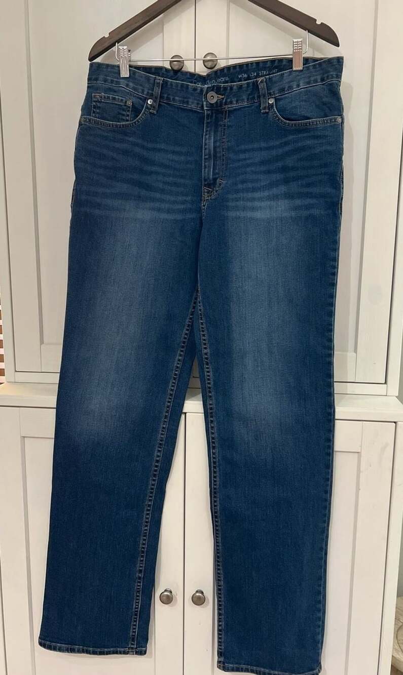 Calvin Klein Jeans Men's Straight Fit Denim Blue Jeans W36 L34 Classic Blue